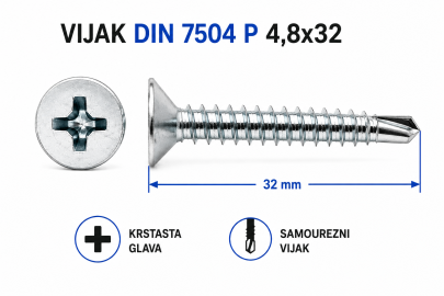 VIJAK DIN 7504 P 4,8x38